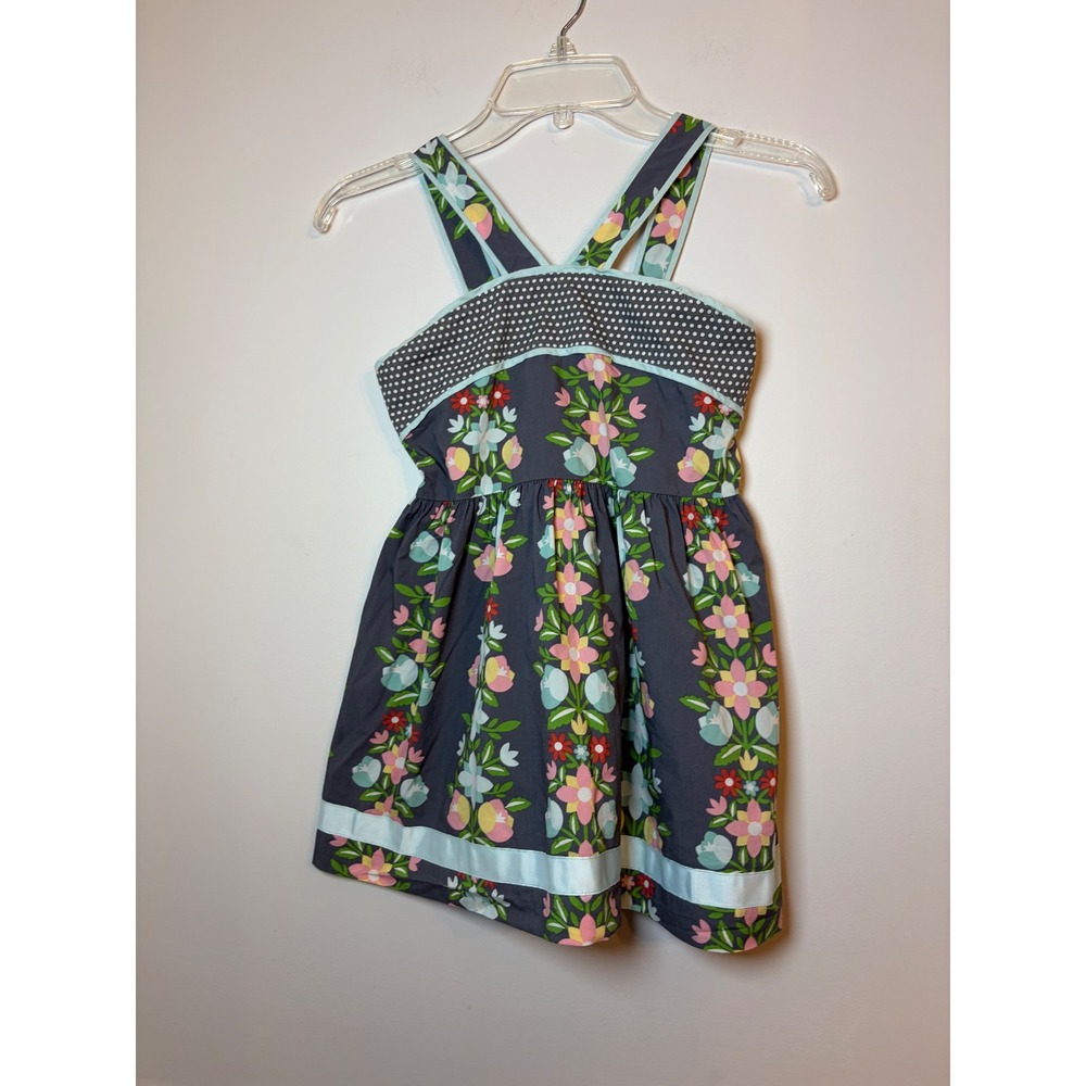 Matilda Jane Floral tunic kids 12 Mixed Print Polka Dot Smocked Back top
